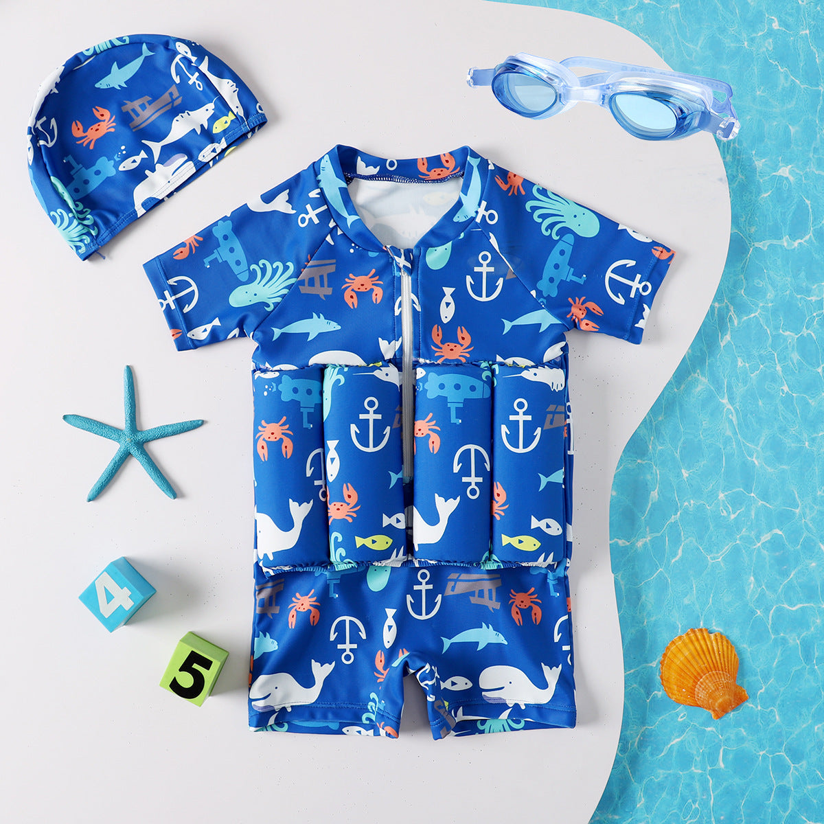 Girls And Boys Buoyancy Swimsuits , Caps And Googles - Daily New Trends Megastore