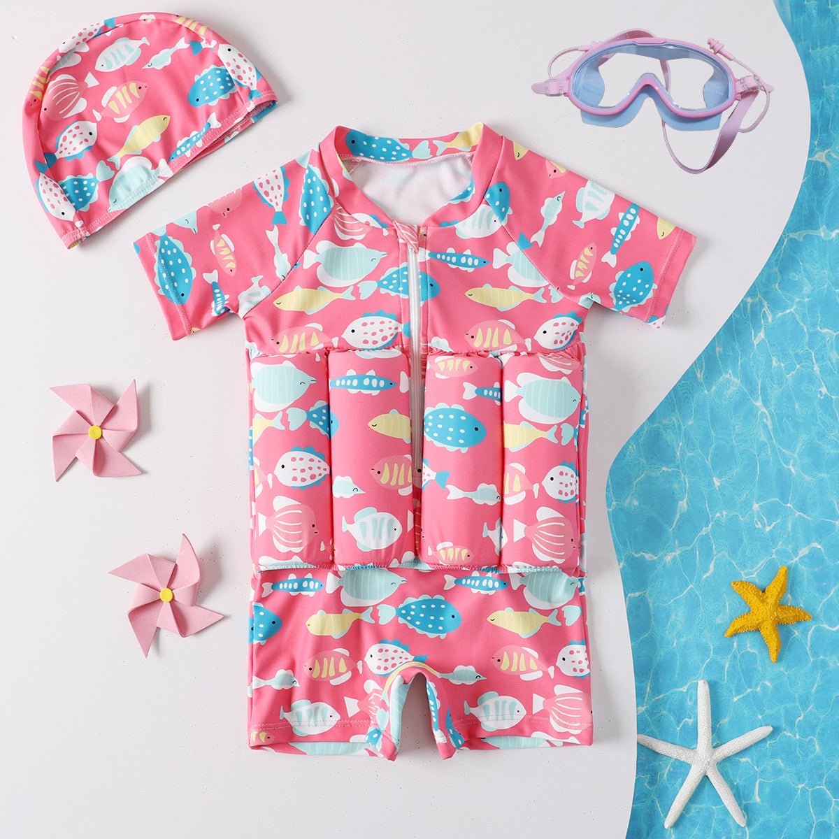 Girls And Boys Buoyancy Swimsuits , Caps And Googles - Daily New Trends Megastore