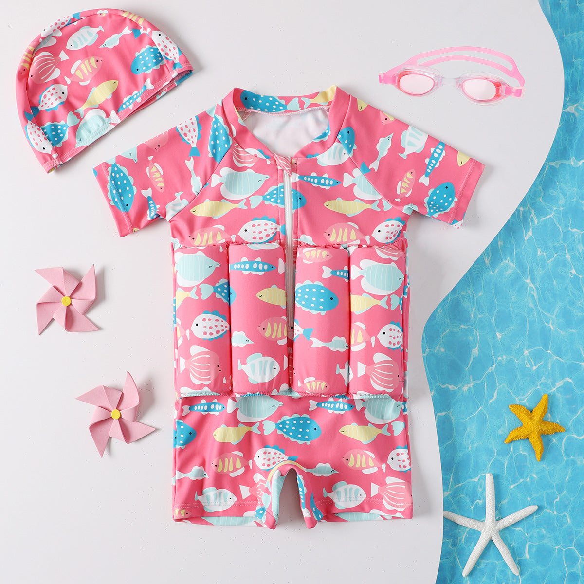 Girls And Boys Buoyancy Swimsuits , Caps And Googles - Daily New Trends Megastore