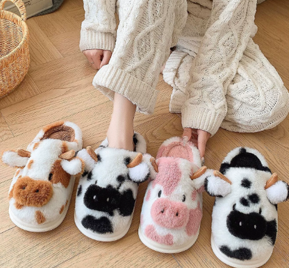 Winter Warm Non Slip Closed Toe Cow Slippers - Daily New Trends Megastore